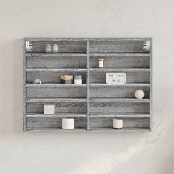 vidaXL Vitrinenschrank Grau Sonoma 80x8,5x58 cm Holzwerkstoff