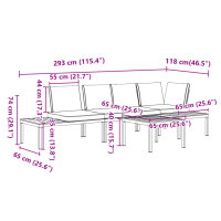 vidaXL 4-tlg. Garten-Sofagarnitur mit Kissen Schwarz Aluminium