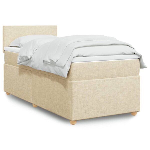 vidaXL Boxspringbett mit Matratze Creme 90x190 cm Stoff