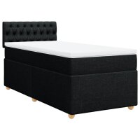 vidaXL Boxspringbett mit Matratze Schwarz 90x190 cm Stoff