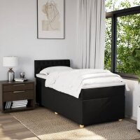 vidaXL Boxspringbett mit Matratze Schwarz 90x190 cm Stoff