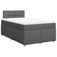 vidaXL Boxspringbett mit Matratze Dunkelgrau 120x200 cm Stoff