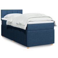 vidaXL Boxspringbett mit Matratze Blau 90x190 cm Stoff