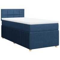 vidaXL Boxspringbett mit Matratze Blau 90x190 cm Stoff