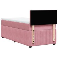 vidaXL Boxspringbett mit Matratze Rosa 80x200 cm Samt