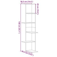 vidaXL Wand-Eckregal Sonoma-Eiche 36,5x36,5x140 cm Holzwerkstoff