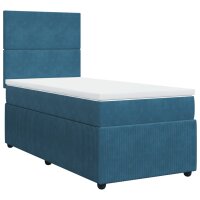 vidaXL Boxspringbett mit Matratze Blau 100x200 cm Samt