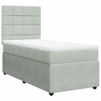 vidaXL Boxspringbett mit Matratze Hellgrau 100x200 cm Samt