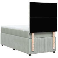 vidaXL Boxspringbett mit Matratze Hellgrau 100x200 cm Samt