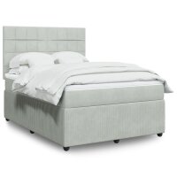 vidaXL Boxspringbett mit Matratze Hellgrau 140x200 cm Samt