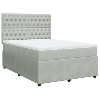 vidaXL Boxspringbett mit Matratze Hellgrau 140x200 cm Samt