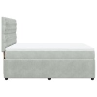 vidaXL Boxspringbett mit Matratze Hellgrau 140x200 cm Samt