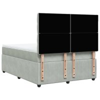 vidaXL Boxspringbett mit Matratze Hellgrau 140x200 cm Samt