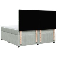 vidaXL Boxspringbett mit Matratze Hellgrau 200x200 cm Samt