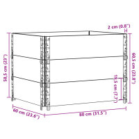 vidaXL Pflanzkasten Grau 80x60 cm Massivholz Kiefer