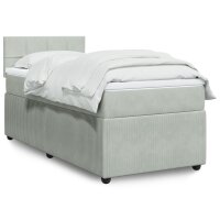 vidaXL Boxspringbett mit Matratze Hellgrau 90x190 cm Samt