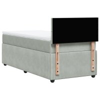 vidaXL Boxspringbett mit Matratze Hellgrau 90x190 cm Samt