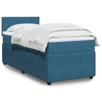 vidaXL Boxspringbett mit Matratze Blau 90x190 cm Samt