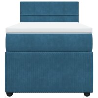 vidaXL Boxspringbett mit Matratze Blau 90x190 cm Samt