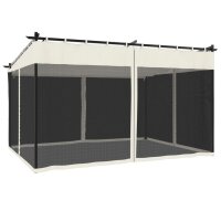 vidaXL Pavillon mit Netzw&auml;nden Creme 4x3 m Stahl