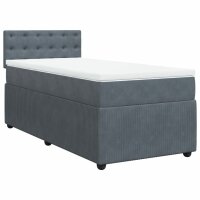 vidaXL Boxspringbett mit Matratze Dunkelgrau 90x200 cm Samt