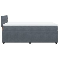 vidaXL Boxspringbett mit Matratze Dunkelgrau 90x200 cm Samt