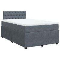 vidaXL Boxspringbett mit Matratze Dunkelgrau 120x190 cm Samt