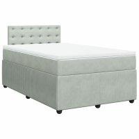 vidaXL Boxspringbett mit Matratze Hellgrau 120x200 cm Samt