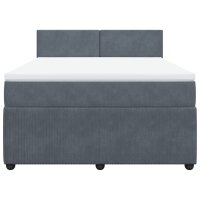 vidaXL Boxspringbett mit Matratze Dunkelgrau 140x190 cm Samt