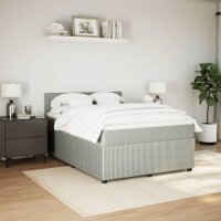 vidaXL Boxspringbett mit Matratze Hellgrau 140x190 cm Samt