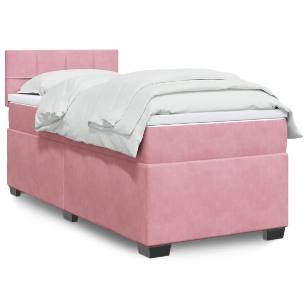 vidaXL Boxspringbett mit Matratze Rosa 80x200 cm Samt