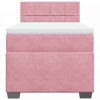 vidaXL Boxspringbett mit Matratze Rosa 80x200 cm Samt