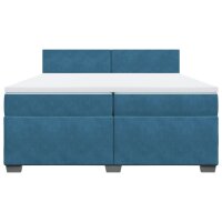 vidaXL Boxspringbett mit Matratze Blau 200x200 cm Samt