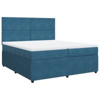 vidaXL Boxspringbett mit Matratze Blau 200x200 cm Samt