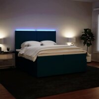 vidaXL Boxspringbett mit Matratze Blau 200x200 cm Samt