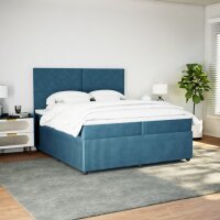 vidaXL Boxspringbett mit Matratze Blau 200x200 cm Samt