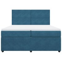 vidaXL Boxspringbett mit Matratze Blau 200x200 cm Samt