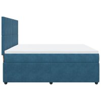 vidaXL Boxspringbett mit Matratze Blau 200x200 cm Samt