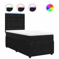 vidaXL Boxspringbett mit Matratze Schwarz 100x200 cm Samt