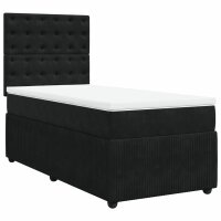 vidaXL Boxspringbett mit Matratze Schwarz 100x200 cm Samt