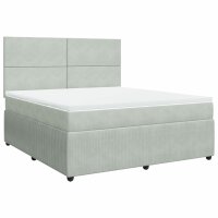 vidaXL Boxspringbett mit Matratze Hellgrau 180x200 cm Samt