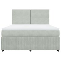 vidaXL Boxspringbett mit Matratze Hellgrau 180x200 cm Samt