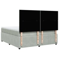 vidaXL Boxspringbett mit Matratze Hellgrau 180x200 cm Samt