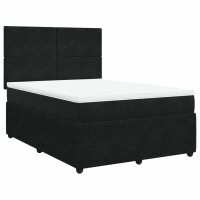 vidaXL Boxspringbett mit Matratze Schwarz 140x190 cm Samt