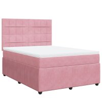 vidaXL Boxspringbett mit Matratze Rosa 160x200 cm Samt