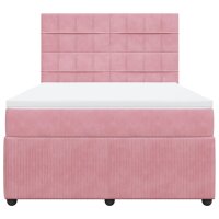 vidaXL Boxspringbett mit Matratze Rosa 160x200 cm Samt