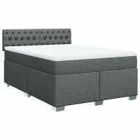 vidaXL Boxspringbett mit Matratze Dunkelgrau 160x200 cm Stoff