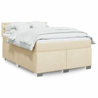 vidaXL Boxspringbett mit Matratze Creme 160x200 cm Stoff