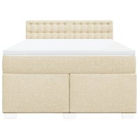 vidaXL Boxspringbett mit Matratze Creme 160x200 cm Stoff