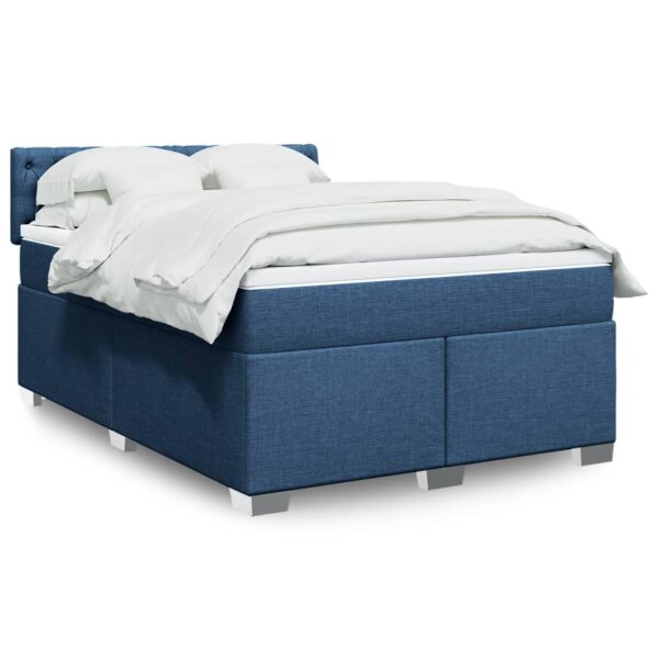 vidaXL Boxspringbett mit Matratze Blau 140x200 cm Stoff